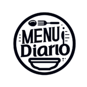 DALL·E 2024 06 10 22.57.32 A logo with a white background and black text that says 'MENU DIARIO'. The design should include an illustration related to daily menus, such as a pla